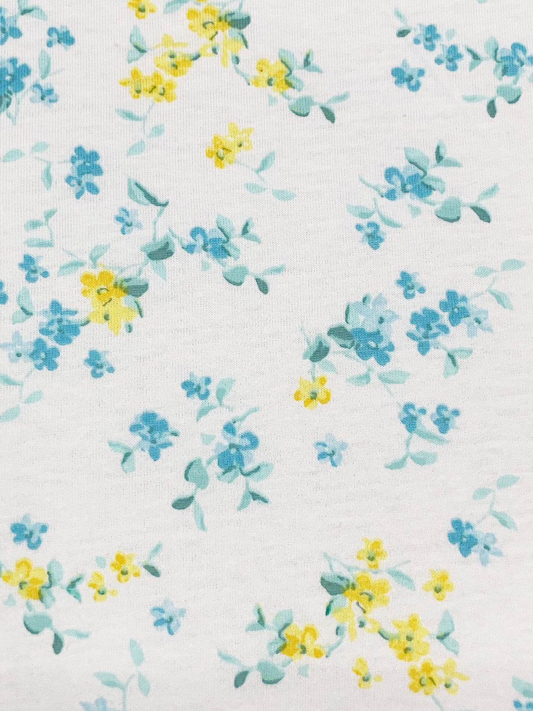 White/Canary/Pacific Sea/Multi 100% Cotton Floral Print Jersey Knit 64W