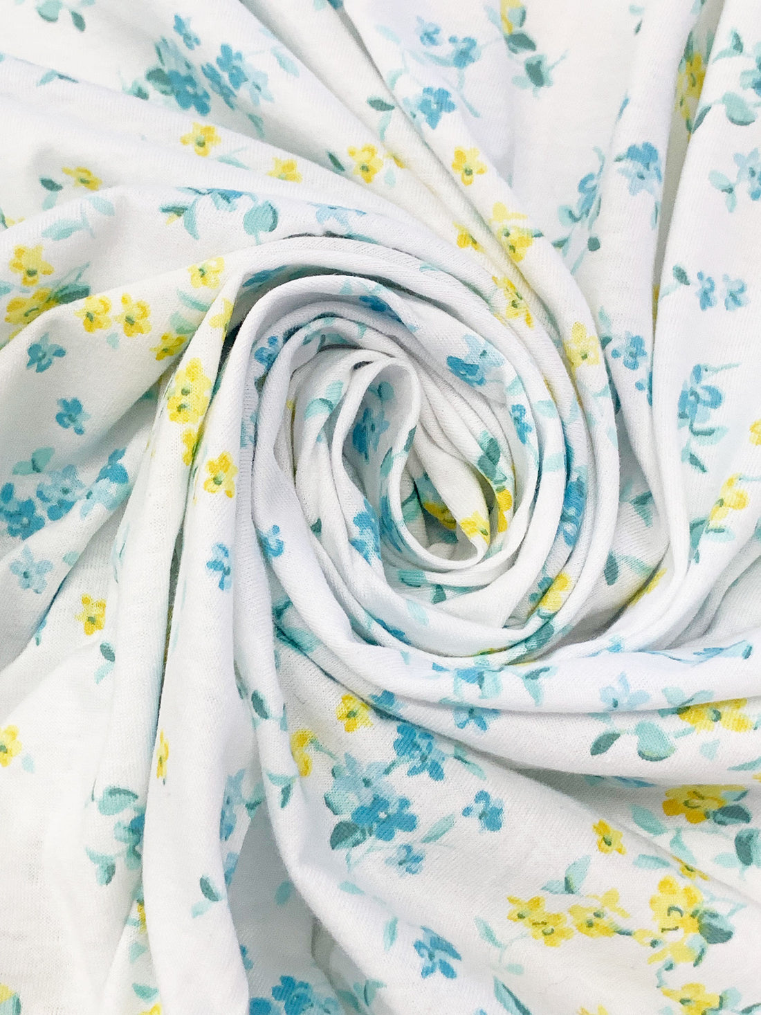 White/Canary/Pacific Sea/Multi 100% Cotton Floral Print Jersey Knit 64W