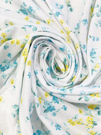 White/Canary/Pacific Sea/Multi 100% Cotton Floral Print Jersey Knit 64W