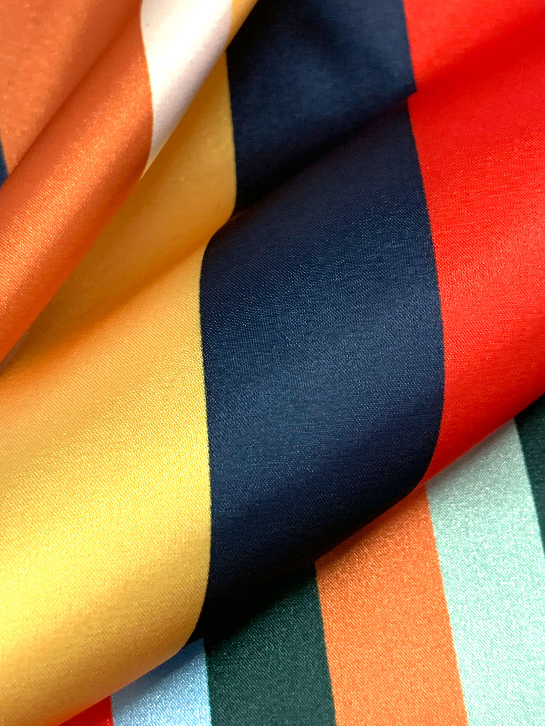 Navy/Vermilion/Multi Polyester/Lycra Vertical Stripe Print Charmeuse 57W