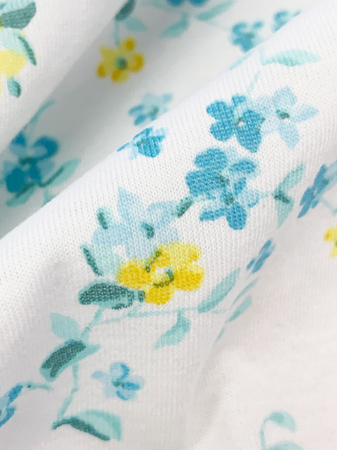 White/Canary/Pacific Sea/Multi 100% Cotton Floral Print Jersey Knit 64W