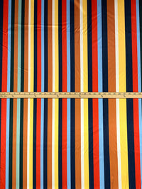Navy/Vermilion/Multi Polyester/Lycra Vertical Stripe Print Charmeuse 57W