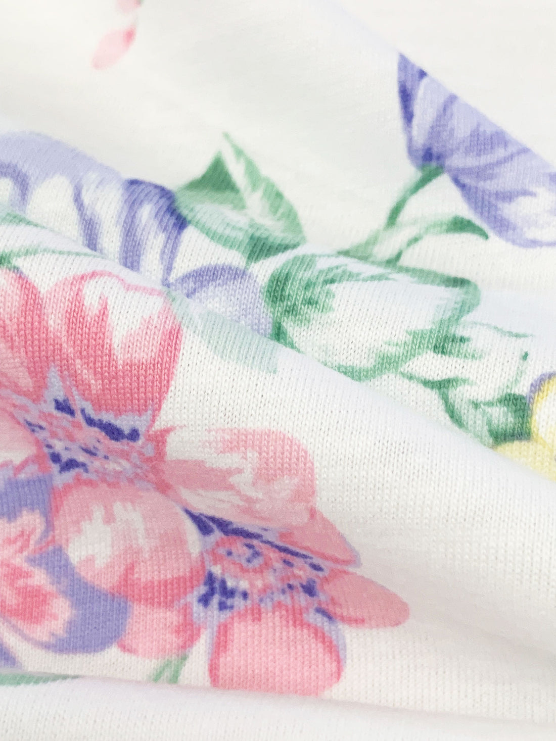 White/Soft Amethyst/Orchid Pink/Multi 100% Cotton Floral Print Jersey Knit 64W