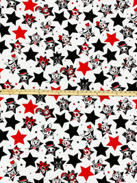 White/Red/Black Cotton/Lycra Circus Stars Print Jersey Knit - Tokidoki - 58W