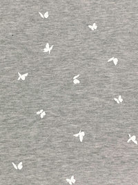 Heathered Gray/White Rayon/Lycra Mini Silhouette Butterflies Print Jersey Knit 56W