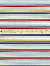 White/Red/Goldenrod Polyester/Lycra Horizontal Stripe Rib Knit 50W