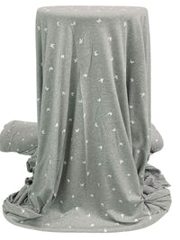 Heathered Gray/White Rayon/Lycra Mini Silhouette Butterflies Print Jersey Knit 56W