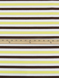 White/Lemon/Chocolate/Silver Polyester/Metallic/Lycra Horizontal Stripe Jersey Knit 58W