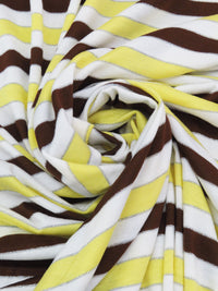 White/Lemon/Chocolate/Silver Polyester/Metallic/Lycra Horizontal Stripe Jersey Knit 58W