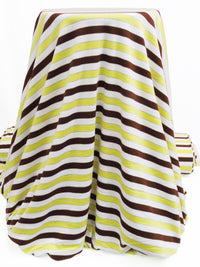 White/Lemon/Chocolate/Silver Polyester/Metallic/Lycra Horizontal Stripe Jersey Knit 58W