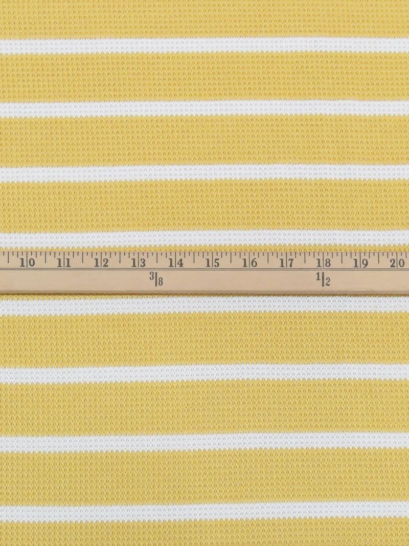 Fresh Pineapple/White 100% Polyester Horizontal Stripe Open Weave Thermal Knit 50W