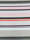 Stone/Bright Salmon/Rifle Green/Multi Polyester/Lycra Horizontal Stripe Print Multi Rib Knit 56W