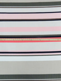 Stone/Bright Salmon/Rifle Green/Multi Polyester/Lycra Horizontal Stripe Print Multi Rib Knit 56W