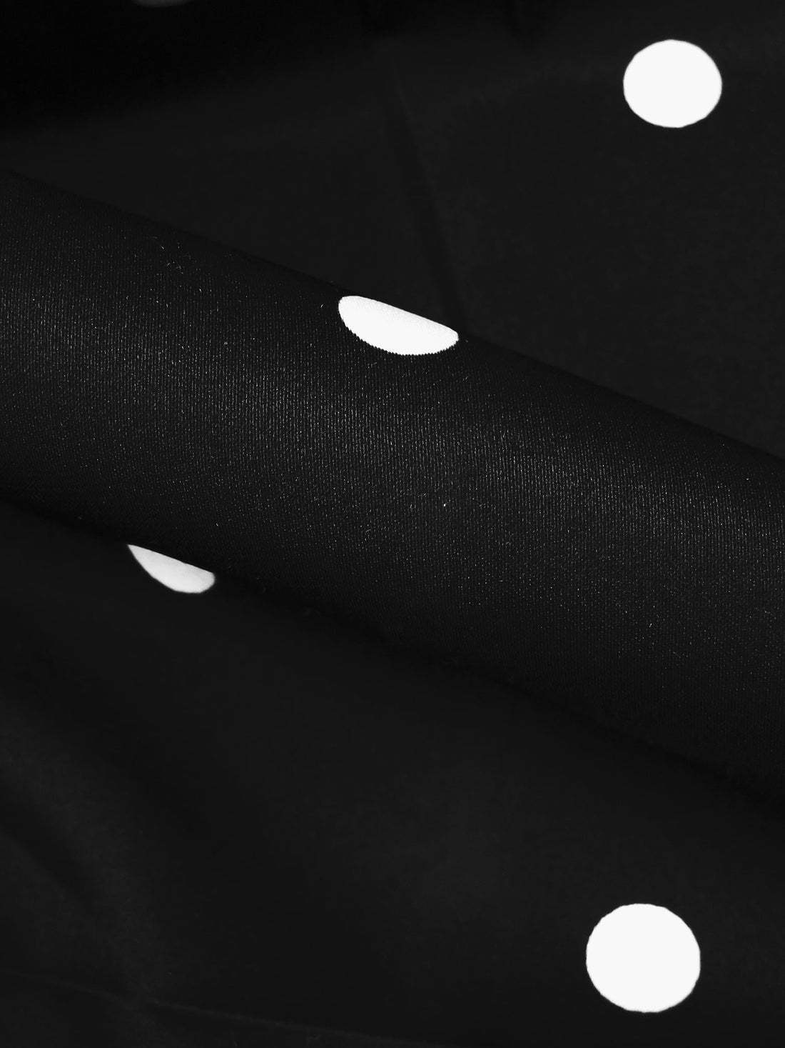 Black/White Polyester/Lycra Polka Dot Print Stretch Charmeuse 57W