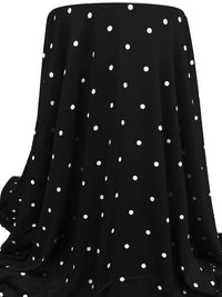 Black/White Polyester/Lycra Polka Dot Print Stretch Charmeuse 57W