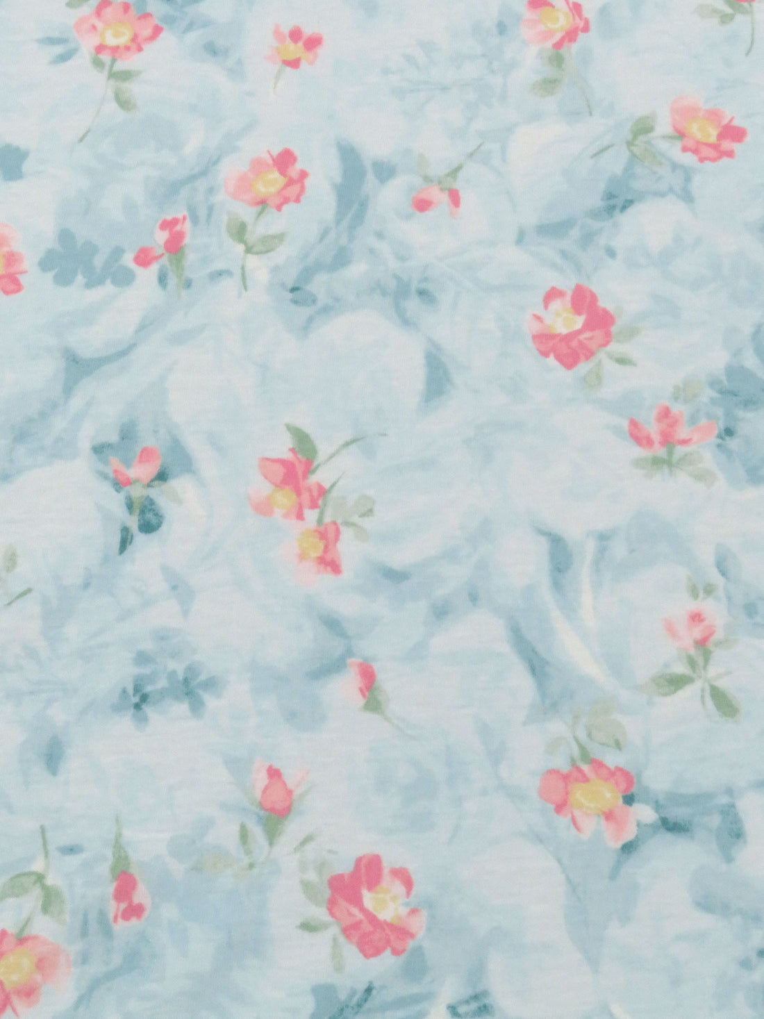 Sky Blue/Cherry Blossom Pink/Sage/Multi 100% Cotton Watercolor Floral Print Jersey Knit 66W