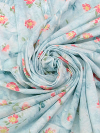 Sky Blue/Cherry Blossom Pink/Sage/Multi 100% Cotton Watercolor Floral Print Jersey Knit 66W