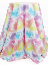 Sky Blue/Lemon/Taffy Pink/Multi 100% Cotton Unicorn Splotches Print Interlock Knit 62W