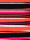 Tart Orange/Cerise Pink/Black/White Polyester/Lycra Horizontal Stripe Double Brushed Rib Knit 54W