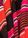 Tart Orange/Cerise Pink/Black/White Polyester/Lycra Horizontal Stripe Double Brushed Rib Knit 54W