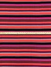 Tart Orange/Cerise Pink/Black/White Polyester/Lycra Horizontal Stripe Double Brushed Rib Knit 54W