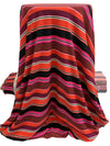 Tart Orange/Cerise Pink/Black/White Polyester/Lycra Horizontal Stripe Double Brushed Rib Knit 54W