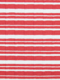 Muted Strawberry Red/White Polyester/Lycra Horizontal Stripe Rib Knit 48W