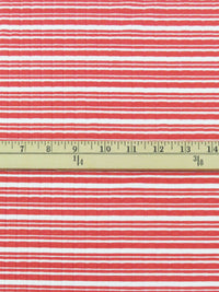 Muted Strawberry Red/White Polyester/Lycra Horizontal Stripe Rib Knit 48W