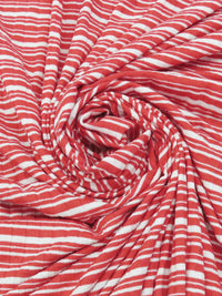 Muted Strawberry Red/White Polyester/Lycra Horizontal Stripe Rib Knit 48W