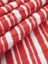 Muted Strawberry Red/White Polyester/Lycra Horizontal Stripe Rib Knit 48W