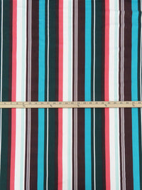 Evergreen/White Chocolate/Cerulean/Multi Polyester/Lycra Vertical Stripe Print Double Brushed Knit 60W