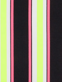 Black/Electric Lime/Highlighter Pink/White Polyester/Lycra Vertical Stripe Print Double Brushed Knit 56W