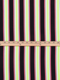 Black/Electric Lime/Highlighter Pink/White Polyester/Lycra Vertical Stripe Print Double Brushed Knit 56W