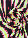 Black/Electric Lime/Highlighter Pink/White Polyester/Lycra Vertical Stripe Print Double Brushed Knit 56W