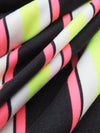 Black/Electric Lime/Highlighter Pink/White Polyester/Lycra Vertical Stripe Print Double Brushed Knit 56W