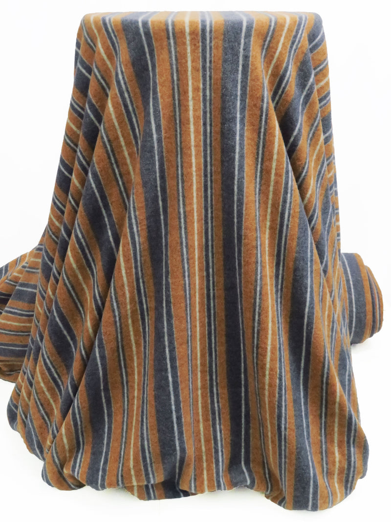 Cinnamon Brown/Iron Gray/Pale Cloud Gray Polyester/Lycra Vertical Stripe Print Brushed Hacci Sweater Knit 58W