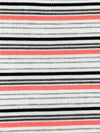 White/Salmon/Black Polyester/Lycra Horizontal Stripe Rib Knit 56W