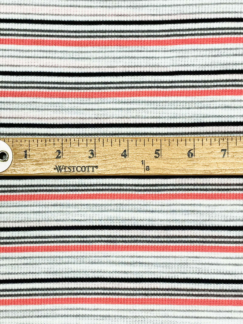 White/Salmon/Black Polyester/Lycra Horizontal Stripe Rib Knit 56W