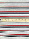 White/Red/Black Polyester/Lycra Horizontal Stripe Rib Knit 54W