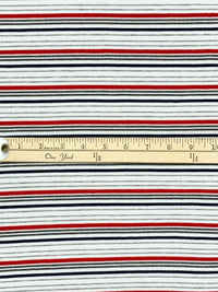 White/Red/Black Polyester/Lycra Horizontal Stripe Rib Knit 54W