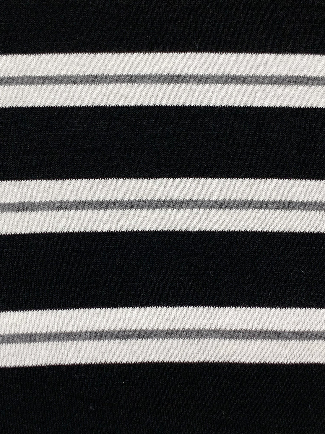 Black/White/Gray Rayon/Lycra Horizontal Stripe Jersey Knit 58W