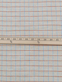 Oatmeal/Pumpkin/Sky Blue/Multi 100% Cotton Yarn-Dyed Plaid Brushed Shirting - NY Designer - 58W