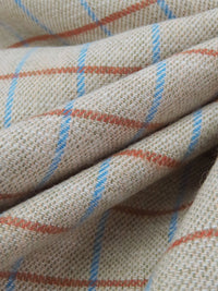 Oatmeal/Pumpkin/Sky Blue/Multi 100% Cotton Yarn-Dyed Plaid Brushed Shirting - NY Designer - 58W