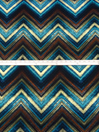 Teal Blue/Chestnut Leather/Muted Olive/Multi Polyester/Lycra Large Chevron Print DTY Knit 58W