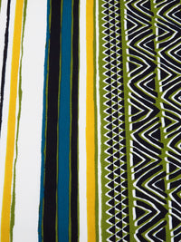 Olive/Black/Mango/Multi Polyester/Lycra Double Border Abstract Tribal Print DTY Knit 58W