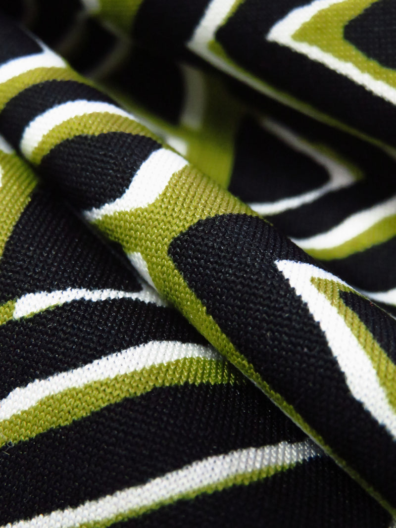 Olive/Black/Mango/Multi Polyester/Lycra Double Border Abstract Tribal Print DTY Knit 58W