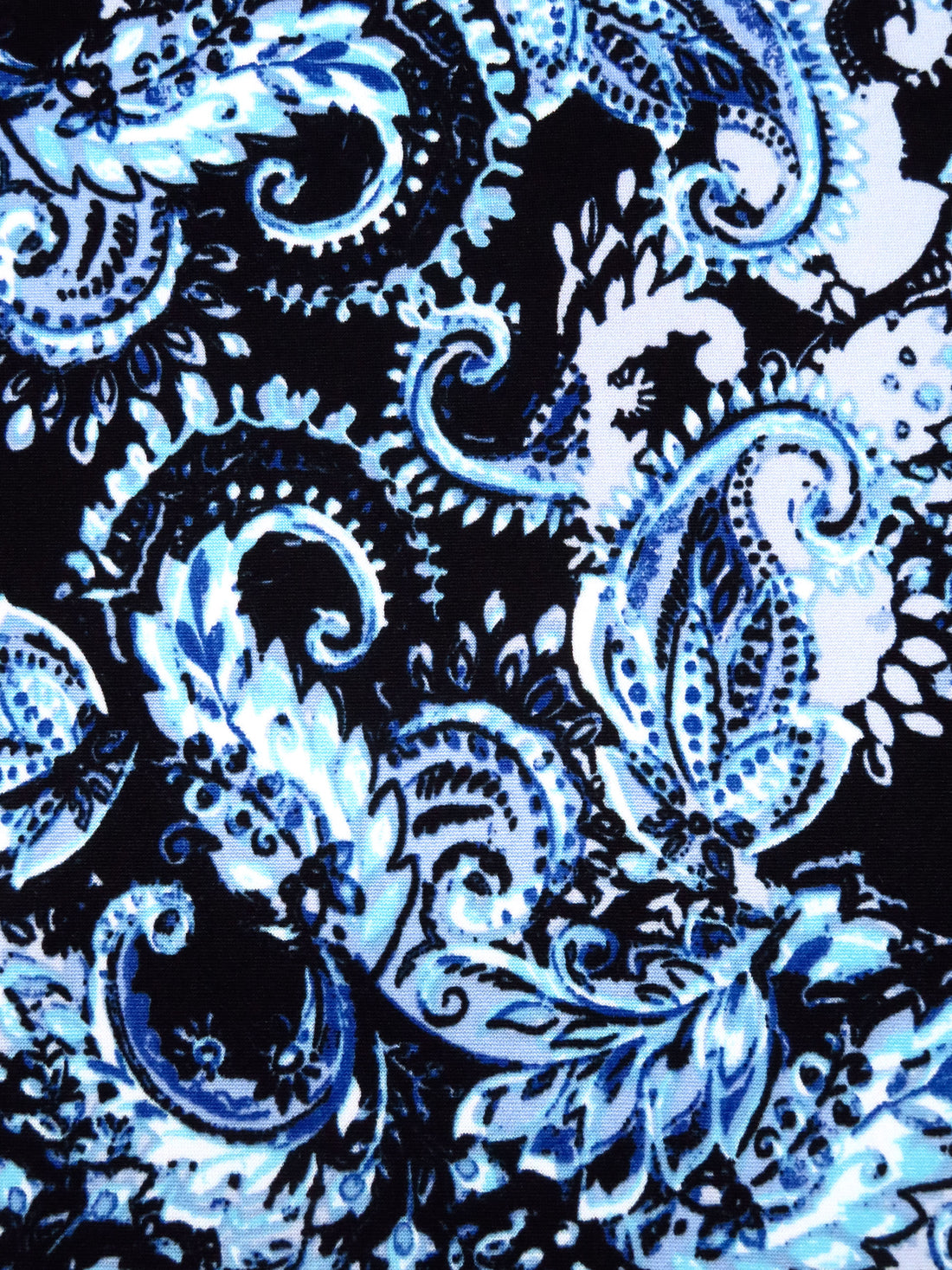 Dark Cornflower/Beau Blue/Black/Multi Polyester/Lycra Paisley Print DTY Knit 58W