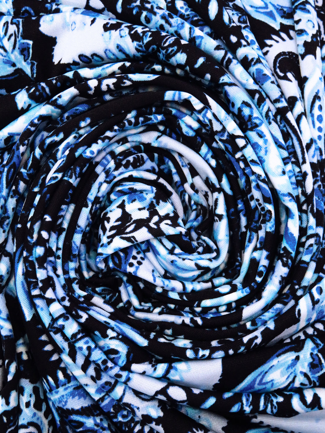 Dark Cornflower/Beau Blue/Black/Multi Polyester/Lycra Paisley Print DTY Knit 58W