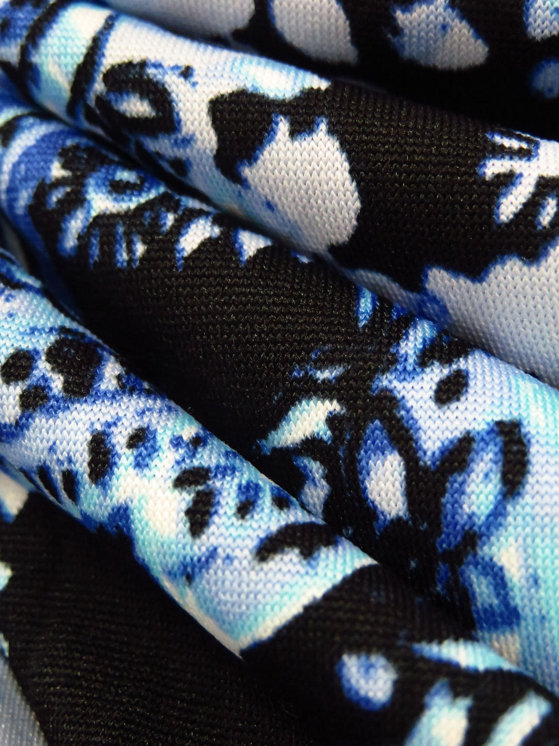 Dark Cornflower/Beau Blue/Black/Multi Polyester/Lycra Paisley Print DTY Knit 58W