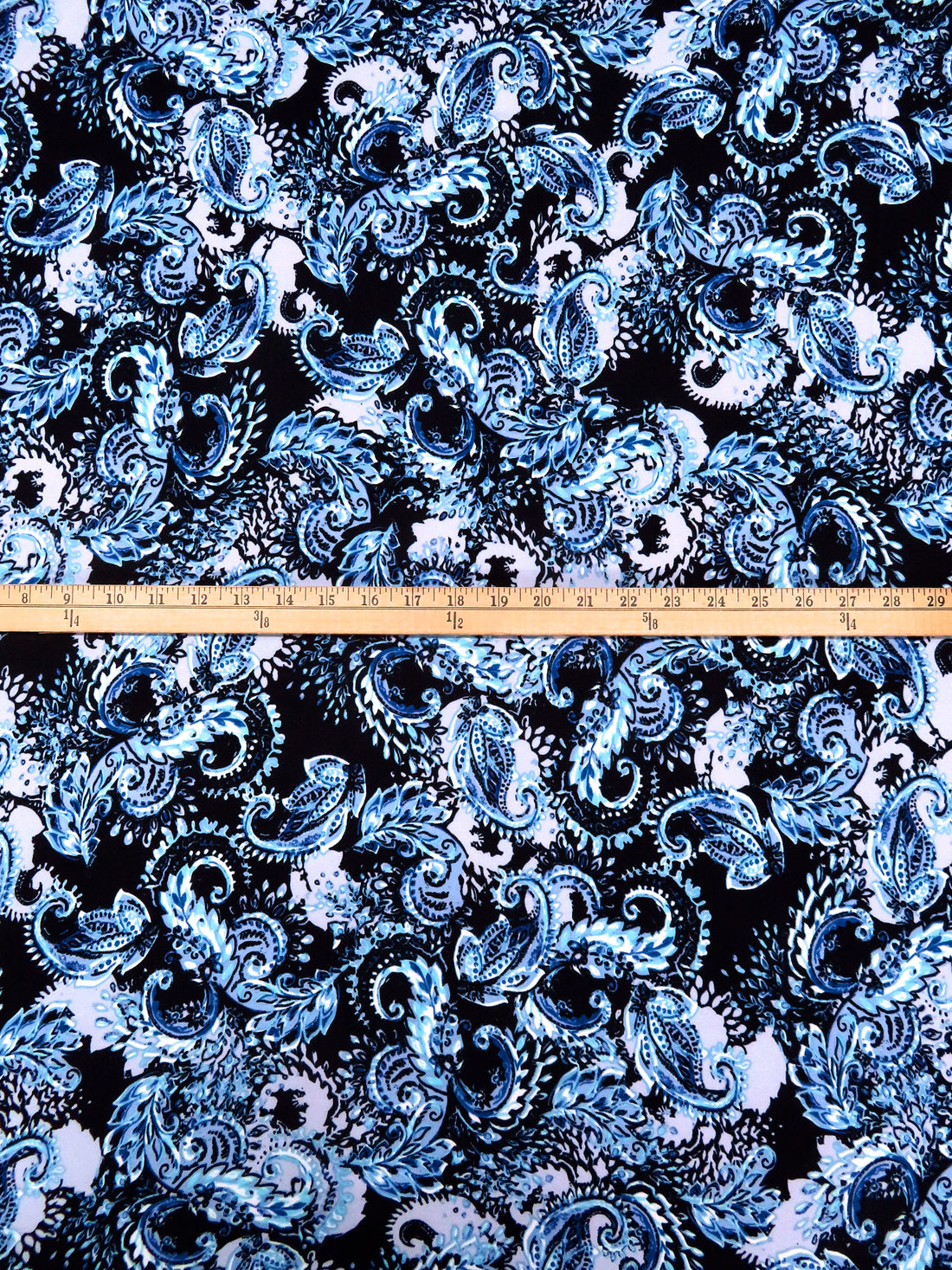 Dark Cornflower/Beau Blue/Black/Multi Polyester/Lycra Paisley Print DTY Knit 58W